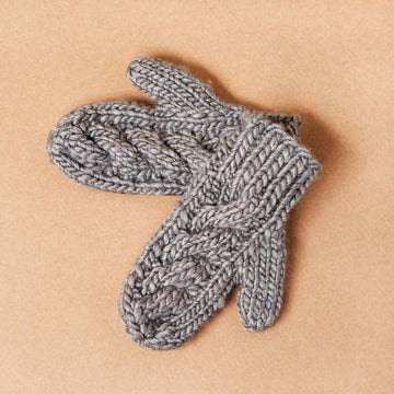 Slate Cable Knit Wool Mittens