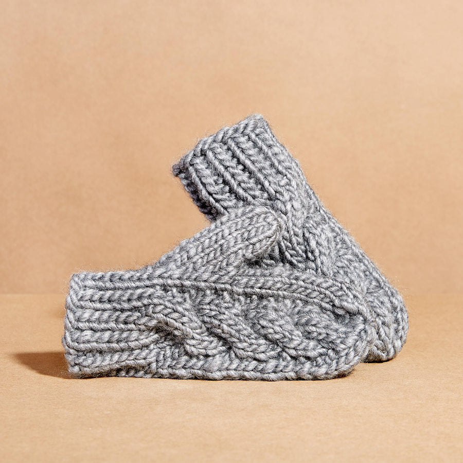 Slate Cable Knit Wool Mittens