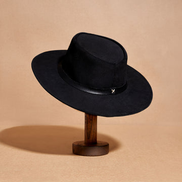 Black suede hat